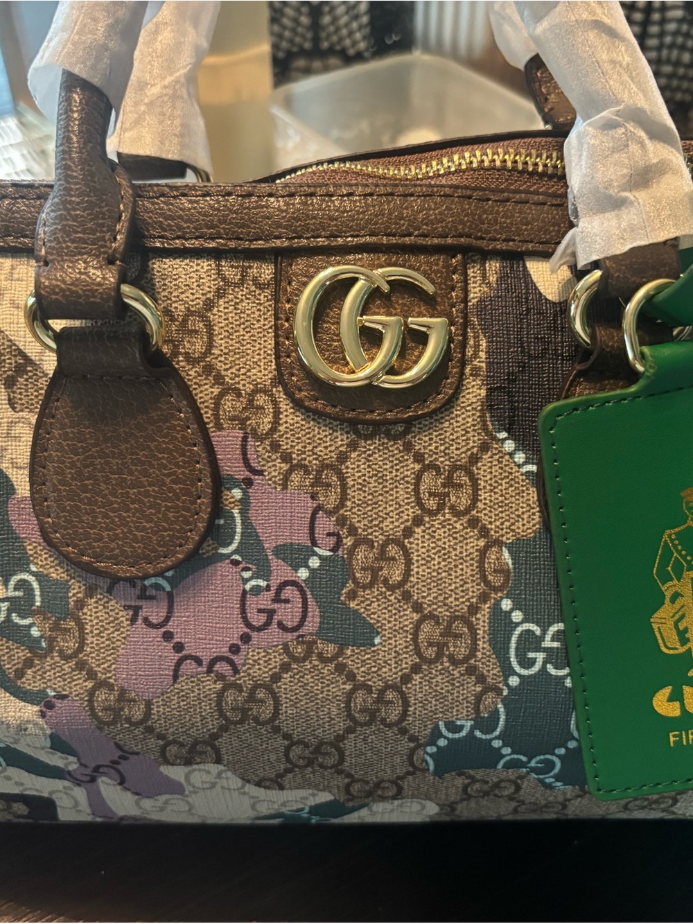 Luxury Monogram Shoulder Bag in Brown with Multicolor Floral Accents